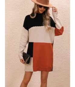 Elegant Colour Blocked Round Neck Knitted Long Dress Wholesale Dresses N5923082600022 -NIKA Clothing Shop 77bf6041b9564e30ae5bb07400aea1bd 4