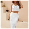 Rhombus Stripe Stitching Sleeveless Crop Tops Slit Skirt Suit Wholesale Women'S Clothing