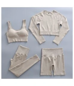 Four-piece Solid Color Stretch Sports Suit SO090013