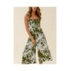 Palm Print Strap Ruffles Sling Midi Wide-Leg Womens Jump Suits Vacation Wholesale Jumpsuits SJ531349