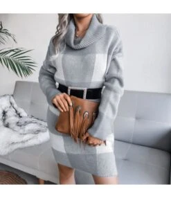 Turtle Neck Plaid Knitted Dress Wholesale Without Belt SD160394 21 Turtle Neck Plaid Knitted Dress Wholesale Without Belt SD160394 -NIKA Clothing Shop 7e510f10 3ed7 448e aee6 67cbee688f42 B99D16F00831EEB443CA58A078364D3A