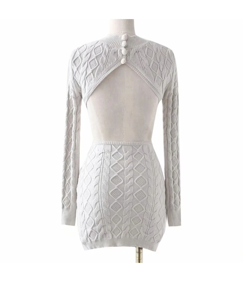 Knitting Sexy Bodycon Solid Backless Full Sleeve Mini Dress ST080012 8 Knitting Sexy Bodycon Solid Backless Full Sleeve Mini Dress ST080012 - Image 6