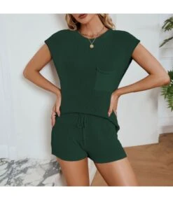 Loose Casual Solid Color Knitted Top Shorts Suit Wholesale Women'S Clothing -NIKA Clothing Shop 8cf0146df8a546ce8ceab01200b1a5a1 4