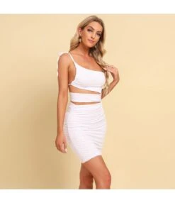 Women Slash Neck Sleeveless Plain Color Hollow Out Wholesale Bodycon Dresses SDN580526