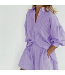 Jacquard Striped Long Sleeve Shirt & Shorts Casual Suit Wholesale Women'S 2 Piece Sets SON536441 -NIKA Clothing Shop 8efe323e 94db 4a47 b122 f1a9dc099b4b O1CN012LsnPD2GztoJO28b0 2212501819087 0 cib