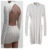Knitting Sexy Bodycon Solid Backless Full Sleeve Mini Dress ST080012
