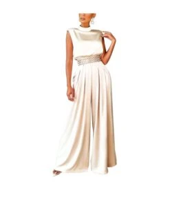 Solid Color High Neck Sleeveless Waist Jumpsuit (No Belt) Wholesale Womens Clothing N3823103000070 -NIKA Clothing Shop 96d9565be38a44879062b0b5012153ae 5