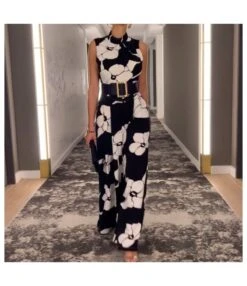 Fashion Sexy Sleeveless Printed Wholesale Jumpsuit With Belt SJN562179