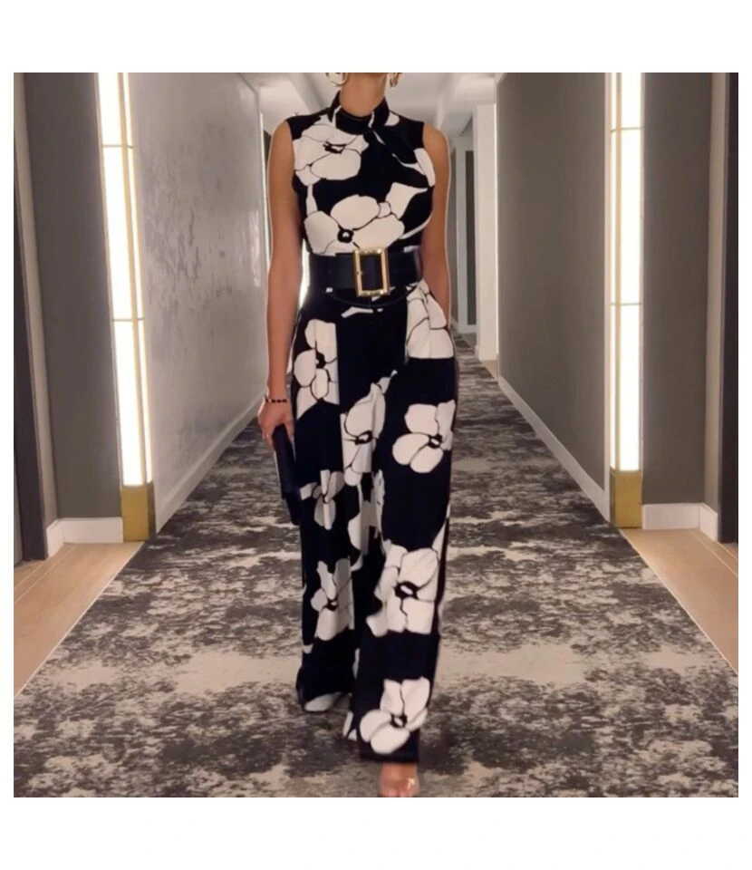 Fashion Sexy Sleeveless Printed Wholesale Jumpsuit With Belt SJN562179 3 Fashion Sexy Sleeveless Printed Wholesale Jumpsuit With Belt SJN562179