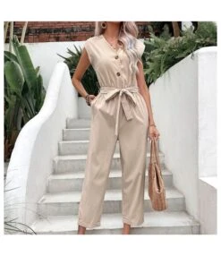 Button-Down Sleeveless V-Neck Commuter Cropped Jumpsuit Wholesale Women'S Clothing N461823031400054 -NIKA Clothing Shop O1CN013hvlum1w1B2ZHVqOn 2200559976247 0 cib 4