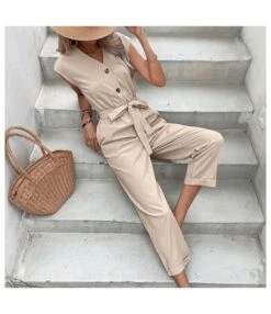 Button-Down Sleeveless V-Neck Commuter Cropped Jumpsuit Wholesale Women'S Clothing N461823031400054 -NIKA Clothing Shop O1CN016ACuxD1w1B2V7pFt6 2200559976247 0 cib