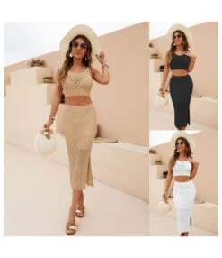Rhombus Stripe Stitching Sleeveless Crop Tops Slit Skirt Suit Wholesale Women'S Clothing -NIKA Clothing Shop O1CN016zvVaO29NF8ryi5V9 4040548055 0 cib