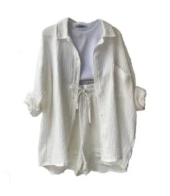 Women's Two-Piece Sets Lapel Shirt High-Waisted Drawstring Shorts Wholesale Womens Clothing N3823100900069 -NIKA Clothing Shop O1CN017DDYIx2E44bEpOB9X 2212407388690 0 cib 5