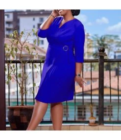 Fashion Solid Color V-Neck High Waist Dresses Wholesale Dresses N5923080800067