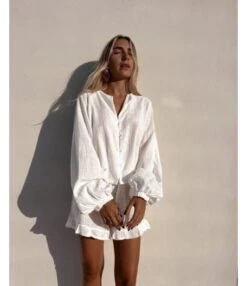 Simple Lantern Sleeve Shirt Shorts Solid Color Ruffled Suit Wholesale Womens Clothing N4623070600053 -NIKA Clothing Shop O1CN01EWtdyQ2GztsjHLSVj 2212501819087 0 cib