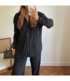 Pleated Shirt Straight Pants Loose Drape Two-Piece Set Wholesale Womens Clothing -NIKA Clothing Shop O1CN01EiqXMW1MznJ7vd52h 2213209001506 0 cib 3