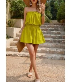 Folded Off-The-Shoulder Slim-Fitting Solid-Color Playsuits Wholesale Women'S Clothing N4623041900006 -NIKA Clothing Shop O1CN01Ey63tY1ND4mqSQEJg 2425141535 0 cib