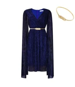 Elegant Solid Color V-Neck High Waist Cape Dress Wholesale Dresses N5923080800062