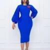Temperament Solid Color Bubble Sleeves High Waist Round Neck Hip Dresses Wholesale Dresses N5923080800087 2 Temperament Solid Color Bubble Sleeves High Waist Round Neck Hip Dresses Wholesale Dresses N5923080800087 -NIKA Clothing Shop O1CN01IHx9ue26UchfAn7Ba 4225457665 0 cib 6