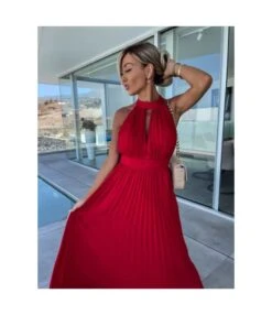 Elegant Solid Colour Sleeveless Hanging Neck Pleated Big Pendulum Dress Wholesale Dresses N5923090100072 -NIKA Clothing Shop O1CN01J2O9131UK8CLjQLM8 2099122498 0 cib 5