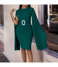 Sexy Solid Color Cape Style Metallic Waistband Hip Wrap Dress Wholesale Dresses N5923080800082 -NIKA Clothing Shop O1CN01OJLA9k26Uchqt95nE 4225457665 0 cib 6