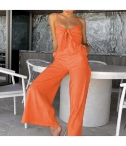 Slim Sling Bowknot Solid Color Hollow Jumpsuit Wholesale Womens Clothing N4623070600074 -NIKA Clothing Shop O1CN01QgiJRL2GztsBN09nb 2212501819087 0 cib 3