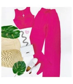 Solid Color Short Vest Drawstring High Waist Straight Pants Wholesale Womens 2 Piece Sets N3823100900070 -NIKA Clothing Shop O1CN01U6nH562E44dsM8kYQ 2212407388690 0 cib 5