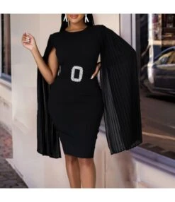 Sexy Solid Color Cape Style Metallic Waistband Hip Wrap Dress Wholesale Dresses N5923080800082 -NIKA Clothing Shop O1CN01Vh4tCF26UchqsvncP 4225457665 0 cib 6