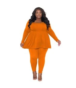 Solid Color Long-Sleeved T-Shirt And Trousers Two-Piece Set Wholesale Plus Size Womens Clothing N3823100900059 -NIKA Clothing Shop O1CN01XCWFfm2L8NiTe4FgO 2209718309647 0 cib 5