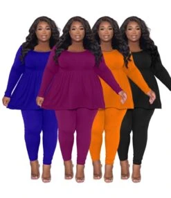 Solid Color Long-Sleeved T-Shirt And Trousers Two-Piece Set Wholesale Plus Size Womens Clothing N3823100900059 -NIKA Clothing Shop O1CN01aSUxaC2L8Nie9OqAx 2209718309647 0 cib