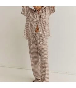 Casual Plaid Short-Sleeved Shirt High Waist Trousers Loose Wholesale Womens Clothing N4623070600047