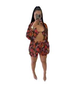 Pleated Printed Cardigan Crop Tops Shorts Three-Piece Set Wholesale Women'S Clothing N46623033000005 -NIKA Clothing Shop O1CN01cm06Gd1nQ3yc5smGI 3390245083 0 cib 5