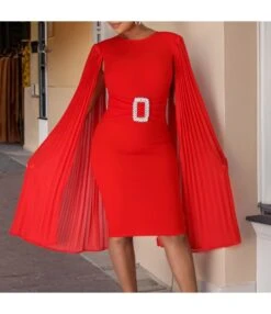 Sexy Solid Color Cape Style Metallic Waistband Hip Wrap Dress Wholesale Dresses N5923080800082 -NIKA Clothing Shop O1CN01etVWW926UchnEeIpL 4225457665 0 cib 6