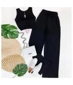 Solid Color Short Vest Drawstring High Waist Straight Pants Wholesale Womens 2 Piece Sets N3823100900070 -NIKA Clothing Shop O1CN01gnYpGt2E44dczBByJ 2212407388690 0 cib 5