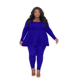 Solid Color Long-Sleeved T-Shirt And Trousers Two-Piece Set Wholesale Plus Size Womens Clothing N3823100900059 -NIKA Clothing Shop O1CN01mecQdA2L8NiZrb0Za 2209718309647 0 cib 5