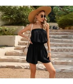 Folded Off-The-Shoulder Slim-Fitting Solid-Color Playsuits Wholesale Women'S Clothing N4623041900006 -NIKA Clothing Shop O1CN01odZjfR1ND4mtH3jaM 2425141535 0 cib 4