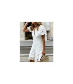 Fashion Jacquard Lace Wrap Hip Bubble Short Sleeve Dress Wholesale Dresses N5923090100071 -NIKA Clothing Shop O1CN01qzOQXV1UK8CR8epag 2099122498 0 cib