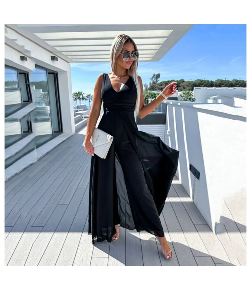 Solid Color Deep V Wide-Leg Suspenders Sleeveless Jumpsuit Wholesale Women'S Clothing N46423032800112 8 Solid Color Deep V Wide-Leg Suspenders Sleeveless Jumpsuit Wholesale Women'S Clothing N46423032800112 - Image 6