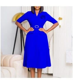 Elegant Solid Color V-Neck Button Down Dress With Belt And Corsage Wholesale Dresses N5923080800064 -NIKA Clothing Shop O1CN01suY7rV26Uci30Er8x 4225457665 0 cib 6