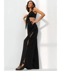 Low Cut Crop Tops High Waist Slit Trousers Solid Color Suit Wholesale Womens Clothing N4623070600049 -NIKA Clothing Shop O1CN01uEx3Ln2GzttCUJNvJ 2212501819087 0 cib