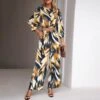 Stylish Geometric Print Long Sleeve Top And Pants Casual Set Wholesale Women'S 2 Piece Sets N4623071700087