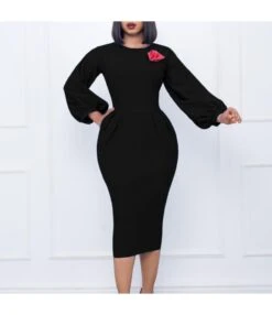 Temperament Solid Color Bubble Sleeves High Waist Round Neck Hip Dresses Wholesale Dresses N5923080800087 -NIKA Clothing Shop O1CN01x4gnlH26Uchq3NcFX 4225457665 0 cib 6