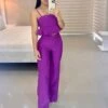 Fashionable Solid Color Ruffled Hem Cami Tops And High-Waisted Trousers Wholesale Womens 2 Piece Sets N3823100900074 -NIKA Clothing Shop O1CN01zWCNP22E44bTaXqdi 2212407388690 0 cib 5