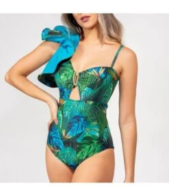 Fashion One-Shoulder Ruffled Cutout One-Piece Swimsuit Wholesale Womens Swimwear SSN534540