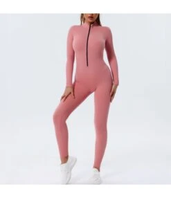 Seamless Yoga Tight Sports Long Sleeve Zipper Fitness Jumpsuit Wholesale Workout Clothes SJN538168
