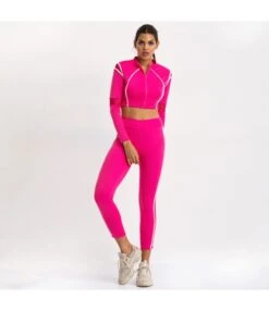 2pcs Sets Hollow Zipper Crop Top + Pencil Pants SO080105
