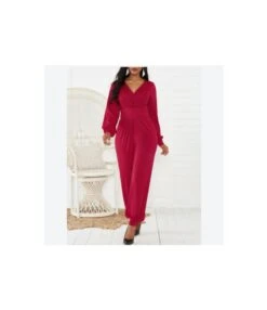 Solid Color Wholesale Jumpsuits V Neck Casual Fashion Women Outfits SJ230178