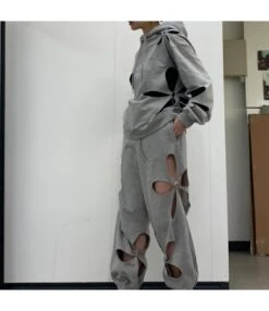 Personalized Hollow Loose Hoodies Street Casual Pants Sweatshirt Sets Wholesale Women Clothing SOV463562