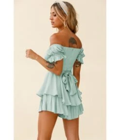 Solid Color Off Shoulder Puff Sleeve Sexy Ruffles Tie-Up Tube Top Womens Short Jumpsuits Wholesale Rompers SJN533116 -NIKA Clothing Shop bfd2136d e4a9 4e77 85c0 6b5c677adda6 23372e23ce8c72559c569107a1c191a3