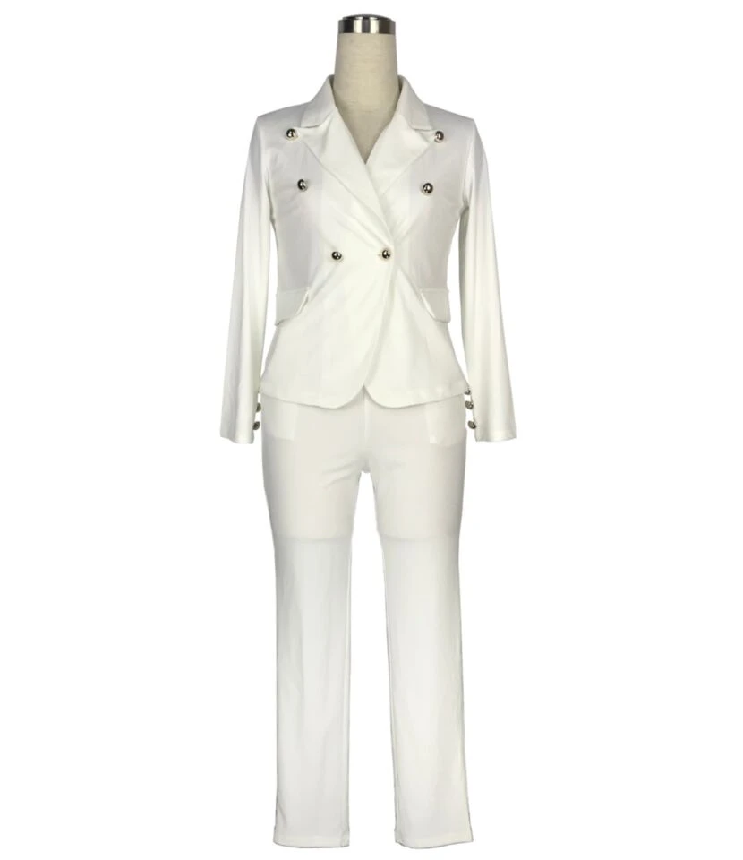 Solid Color Botton Design Elegant Office Suits & Pants Wholesale Two Piece Sets SO220143 7 Solid Color Botton Design Elegant Office Suits & Pants Wholesale Two Piece Sets SO220143 - Image 5